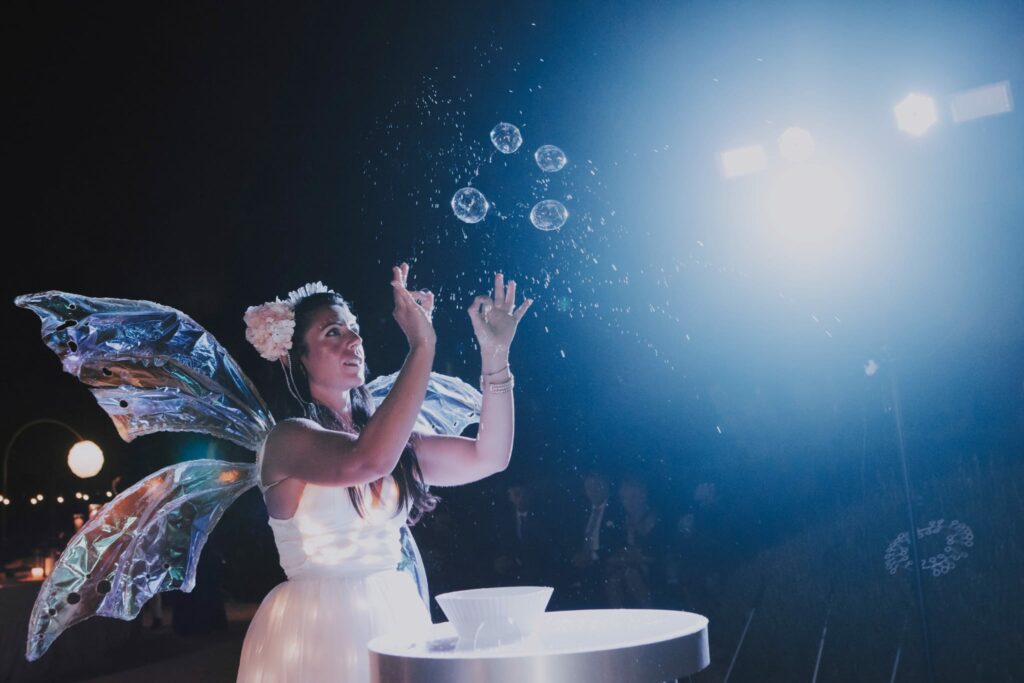 Blue Lady Soap Bubbles